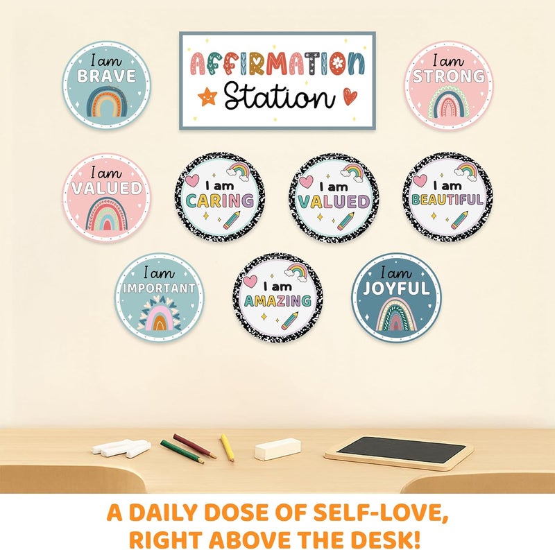 DINIZON Boho Rainbow Motivational Bulletin Board Sets, Positive Affirmations Station Classroom Decor, Bulletin Board Decorations, Back to School Supplies, Teacher Supplies, Teacher Deals (Boho) - Image 2